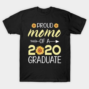 Sunflowers Proud Momo Of A 2020 Graduate Senior Student Happy Class Of School Last Day Of School T-Shirt